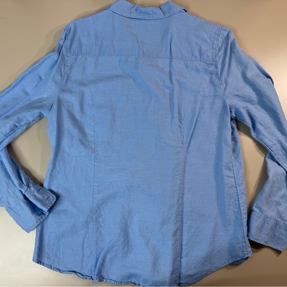 J. Crew Factory Linen shirt perfect fit AL 522 Blue Size Large - Picture 9 of 16